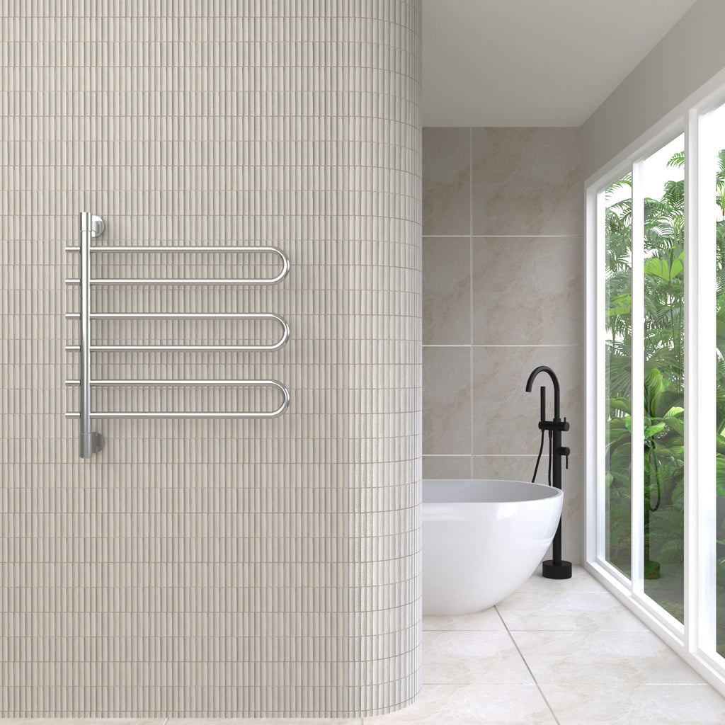 Thermogroup 6 Bar Straight Round Swivel Heated Towel Rail - Polished Stainless Steel