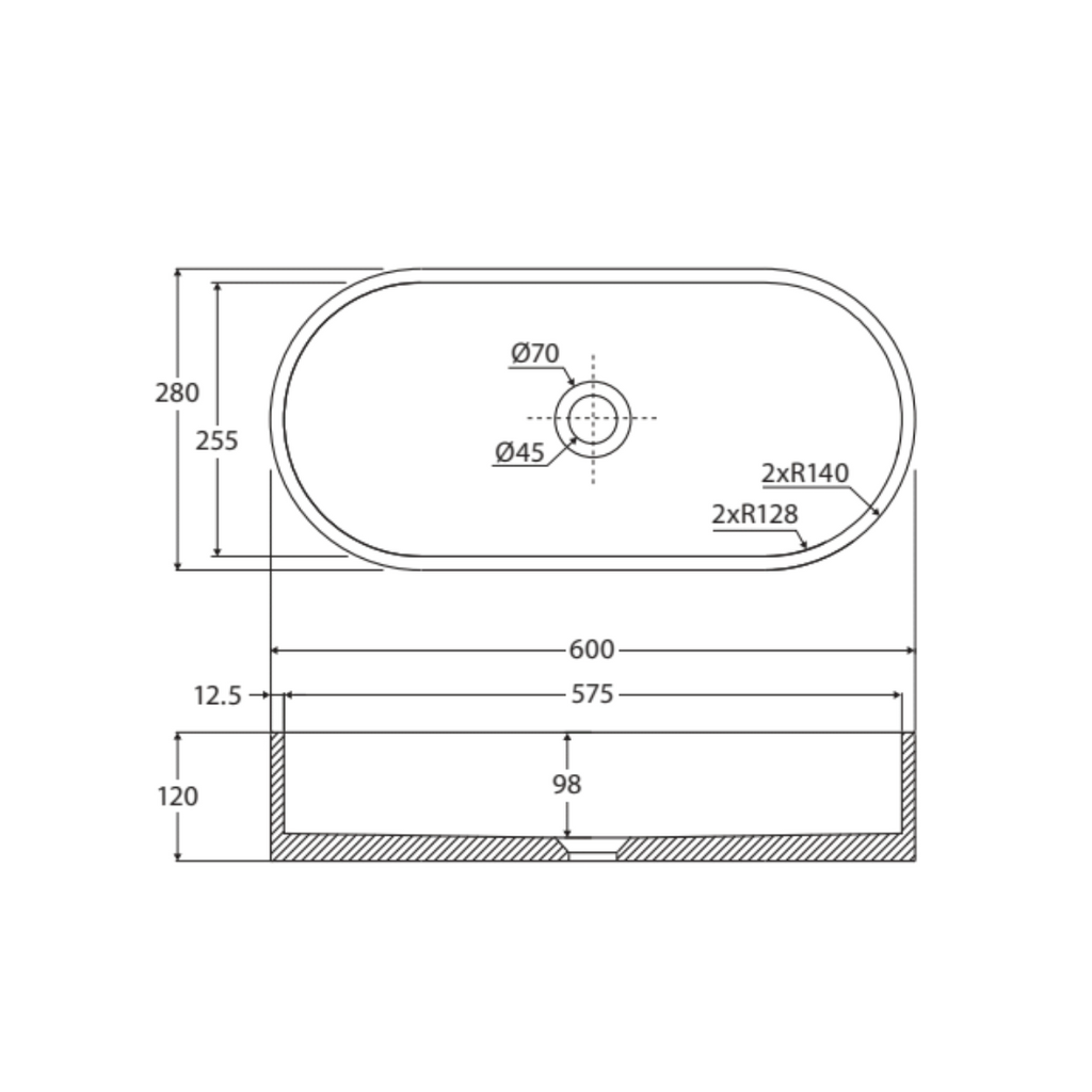 Fienza Jada Pill Concrete Above Counter Basin - Terrazzo