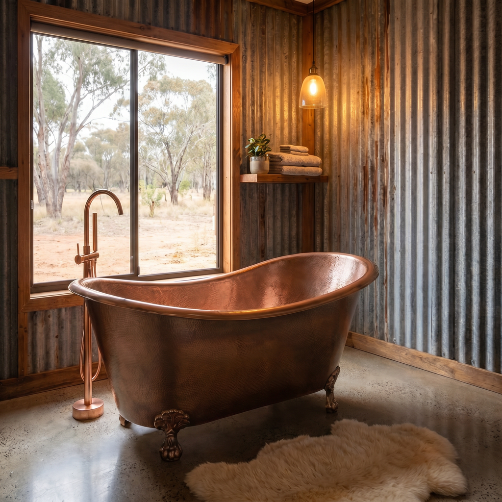 Sienna Genuine Antique two tone Copper Freestanding Clawfoot Bathtub