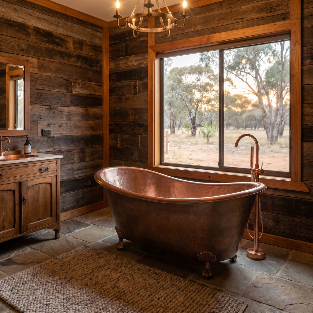 Sienna Genuine Antique two tone Copper Freestanding Clawfoot Bathtub