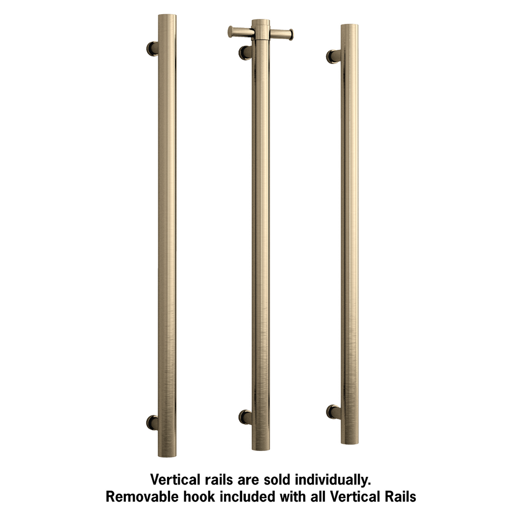 Thermogroup Vertical Single Heated Rail - Brushed Brass