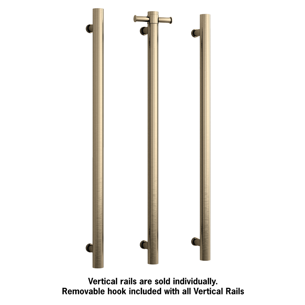 Thermogroup Vertical Single Heated Rail - Brushed Brass – Wellsons