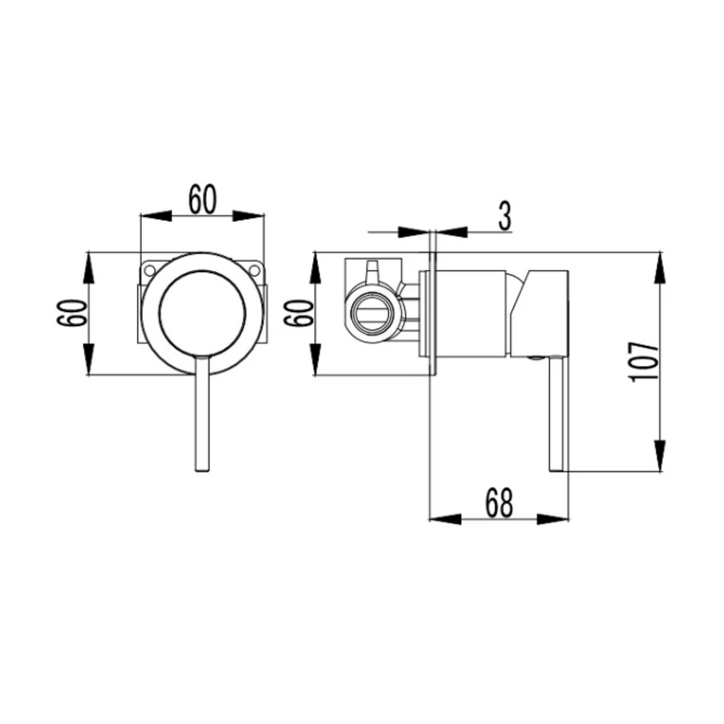 Hali Wall Mixer with 60mm Cover Plate - Brushed Gold
