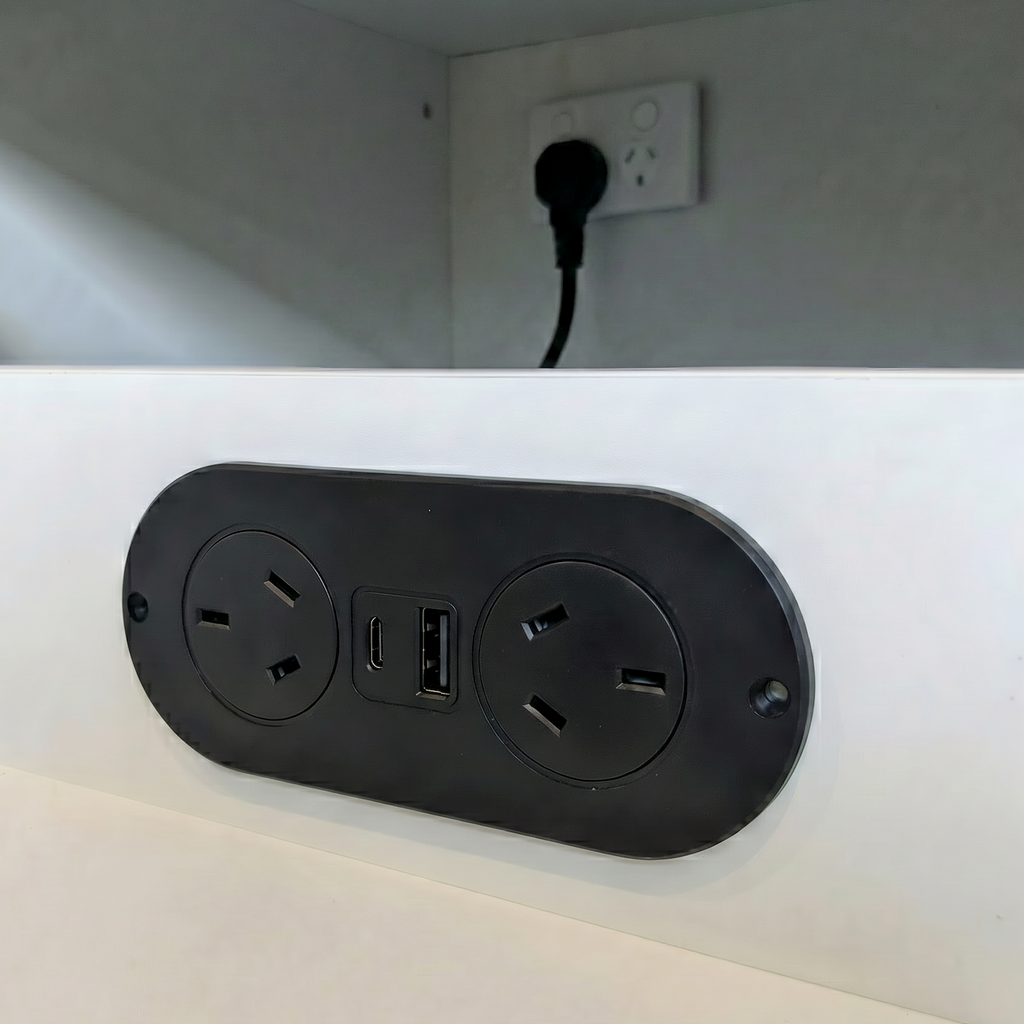 In Drawer Power Point Round Black