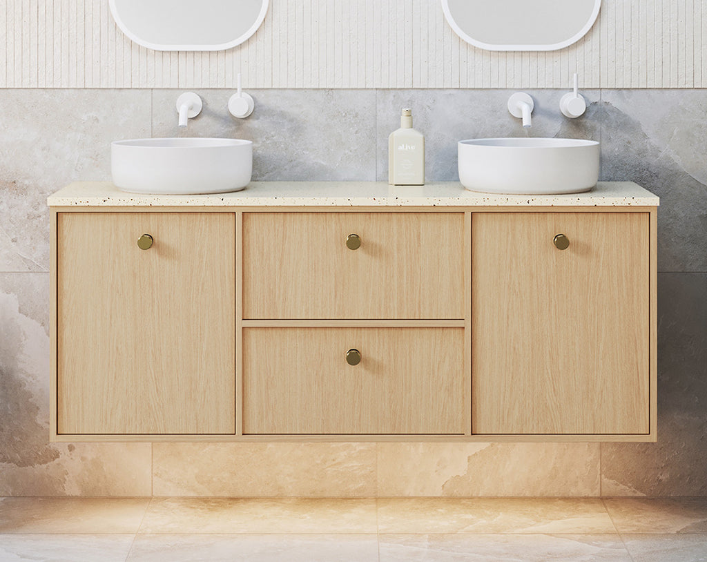 Timberline Takano Wall Hung Vanity with SilkSurface Top and Above Counter Basin