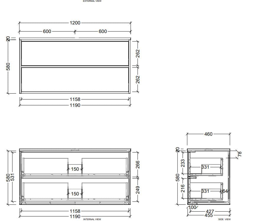 Timberline Taro Wall Hung Vanity with SilkSurface Top and Above Counter Basin