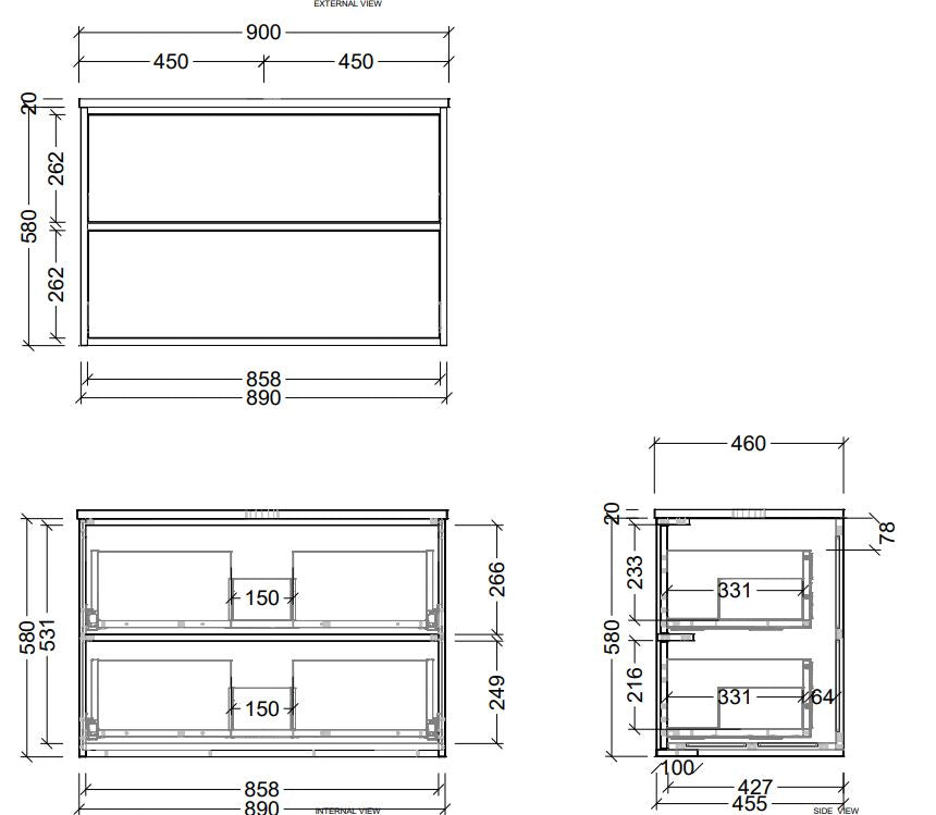Timberline Taro Wall Hung Vanity with SilkSurface Top and Above Counter Basin