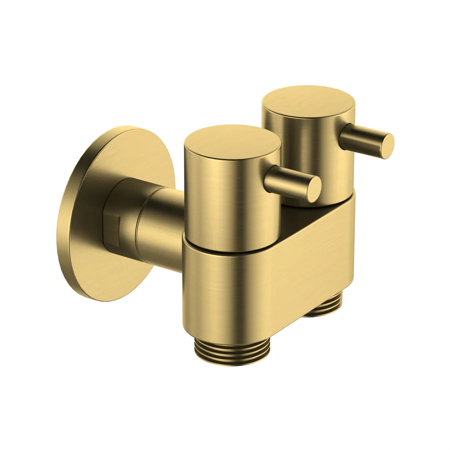 Premium Bidet Dual Mini Cistern Tap - Brushed Gold