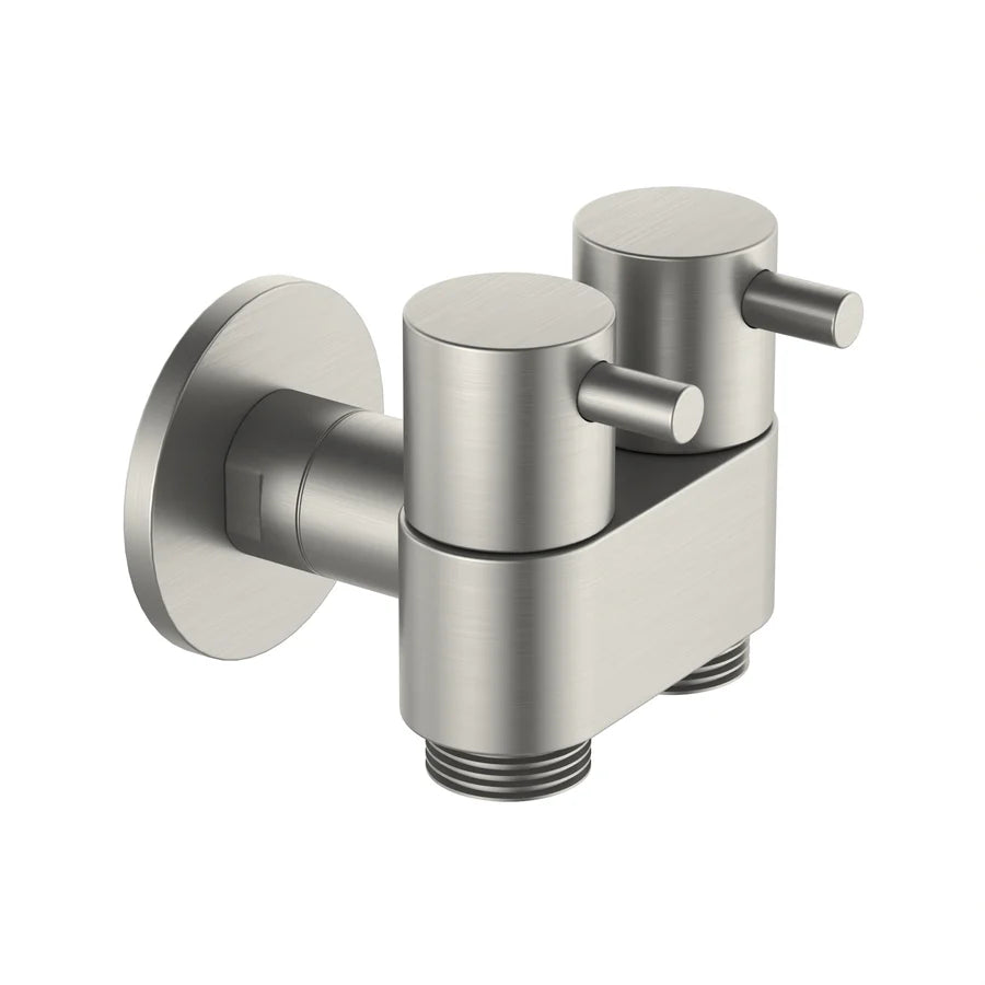 Premium Bidet Dual Mini Cistern Tap - Brushed Stainless