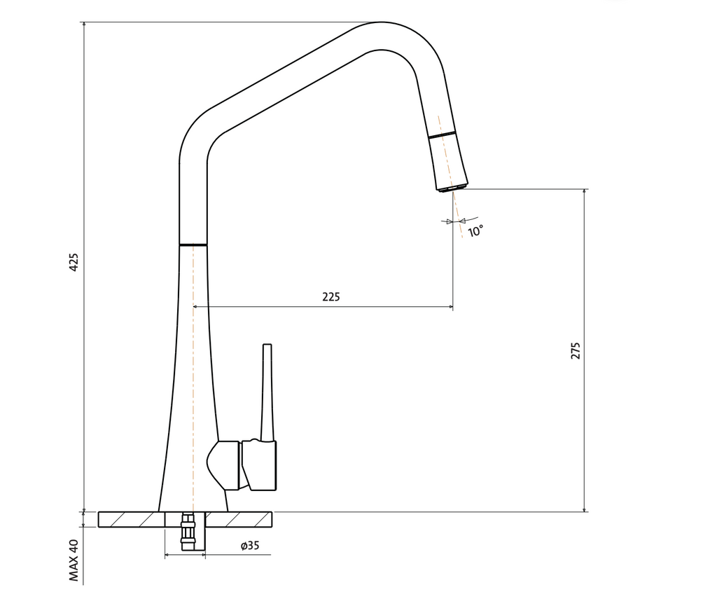 Armando Vicario Tink-D Kitchen Mixer - Chrome