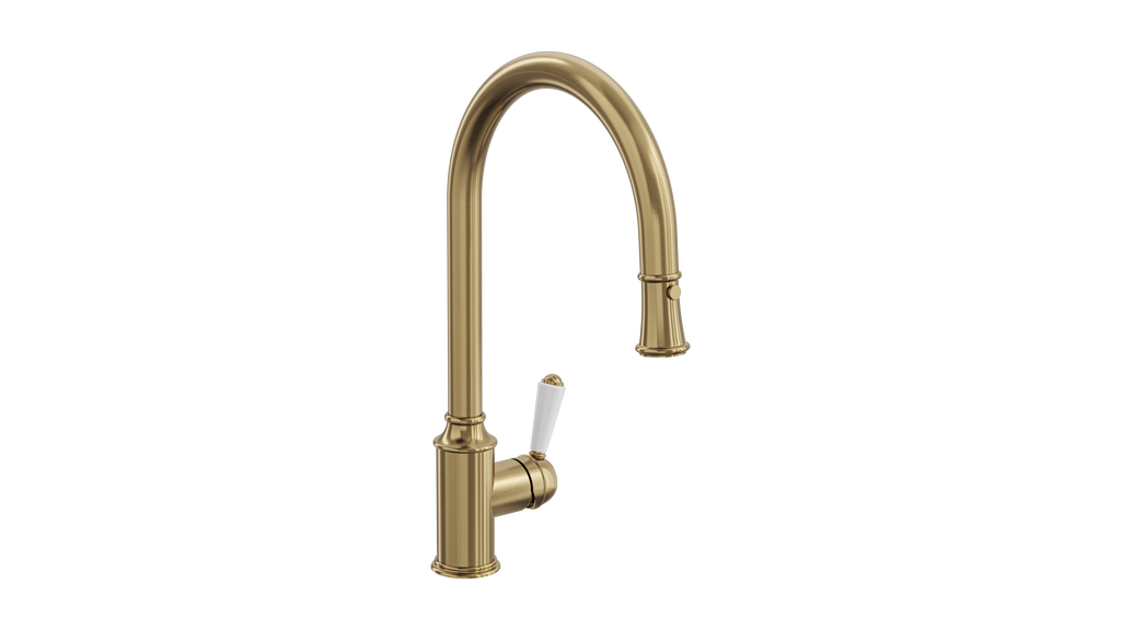 Linsol Tommy Vintage Pull Down Kitchen Sink Mixer Brushed Brass