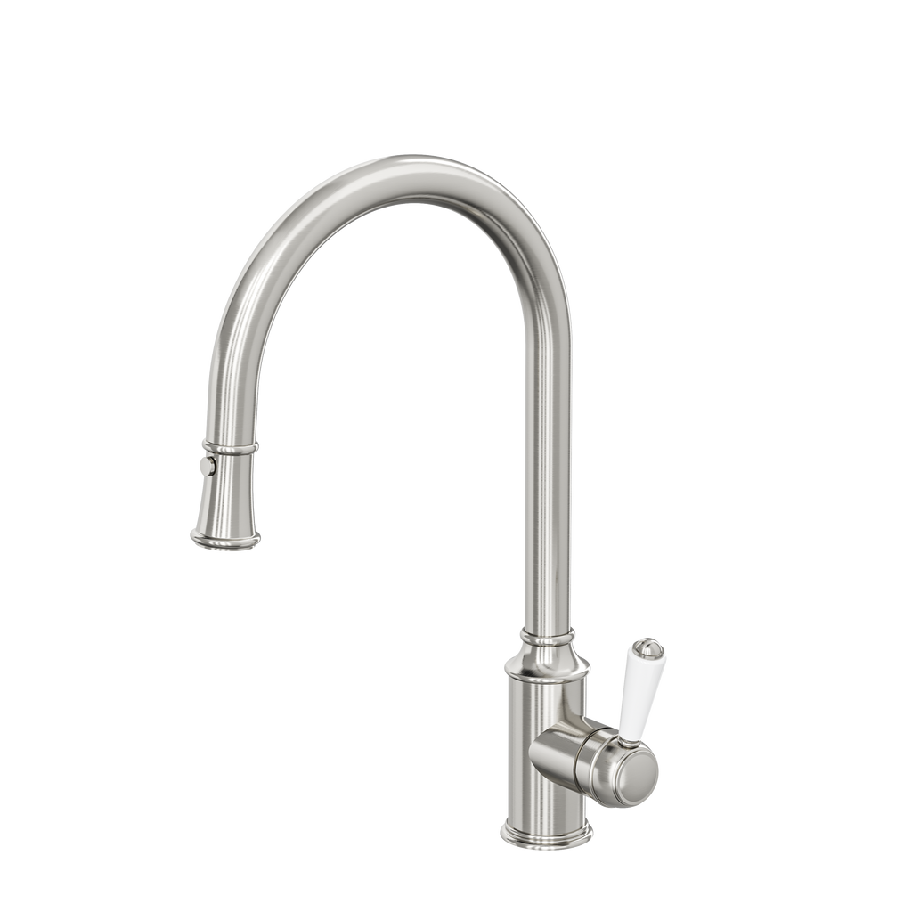 Linsol Tommy Vintage Pull Down Kitchen Sink Mixer Brushed Nickel