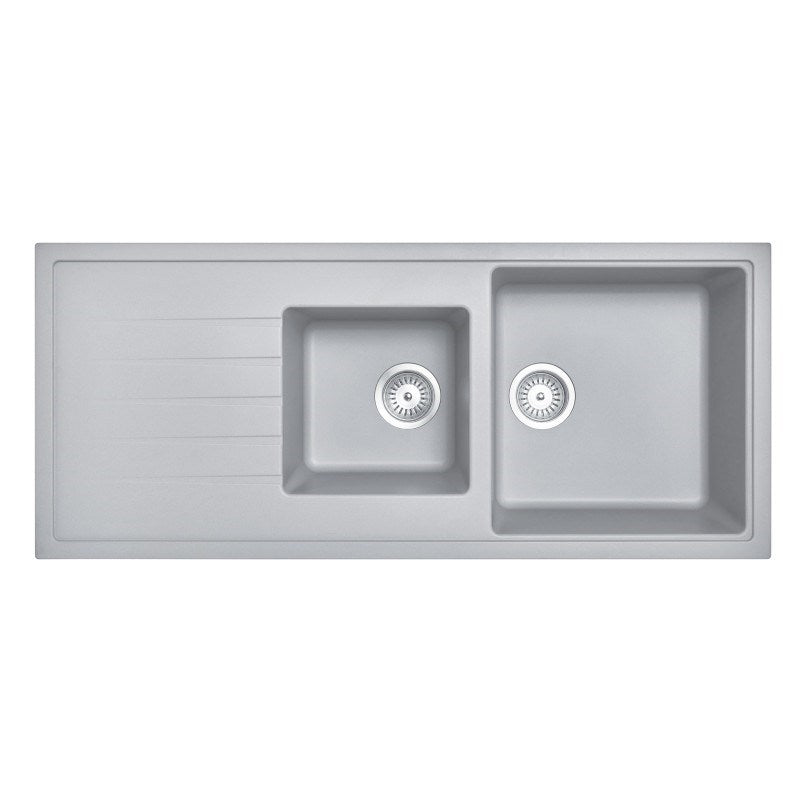 Granite 1160x500mm 1 & 1/2 Bowl Kitchen Sink - Concrete Grey