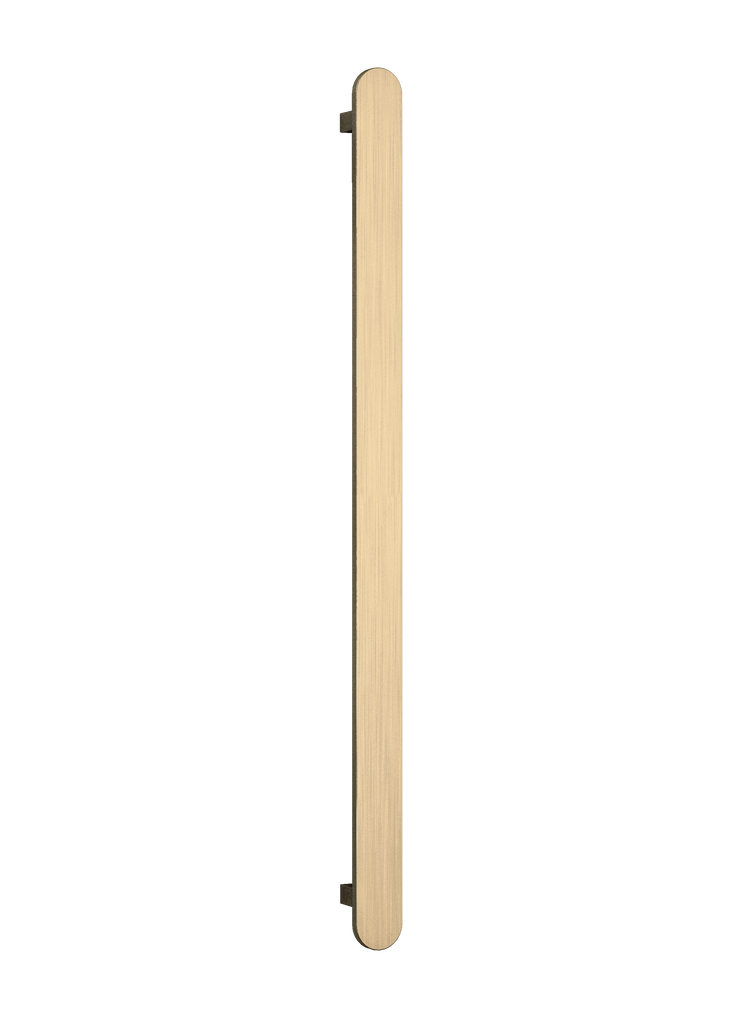 Thermogroup 12V Flat Pill Single Bar Vertical Heated Towel Rail - Brushed Brass