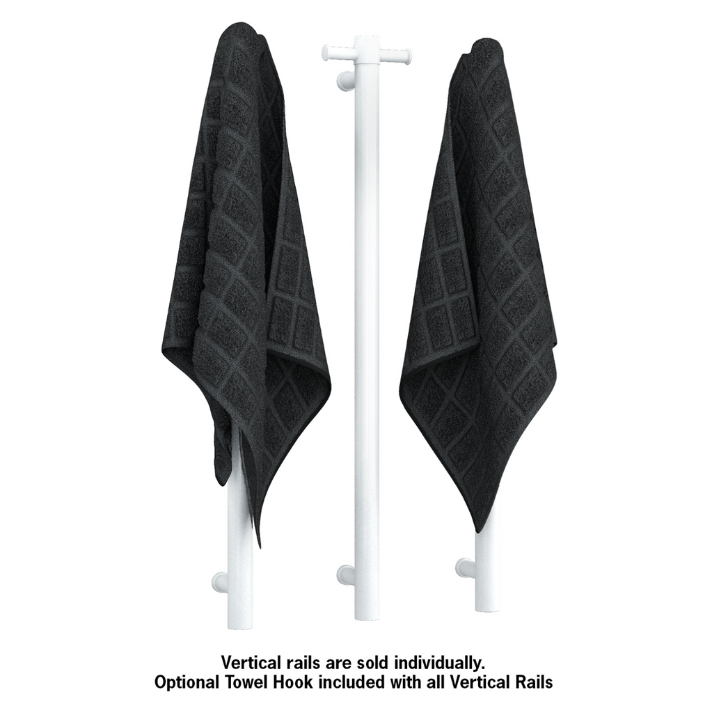 Thermogroup Straight Round Vertical Single Heated Towel Rail - Satin White