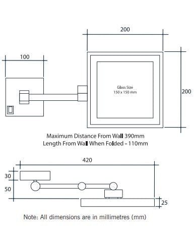 Thermogroup Ablaze 3x Magnification Mirror with Light - Matte Black