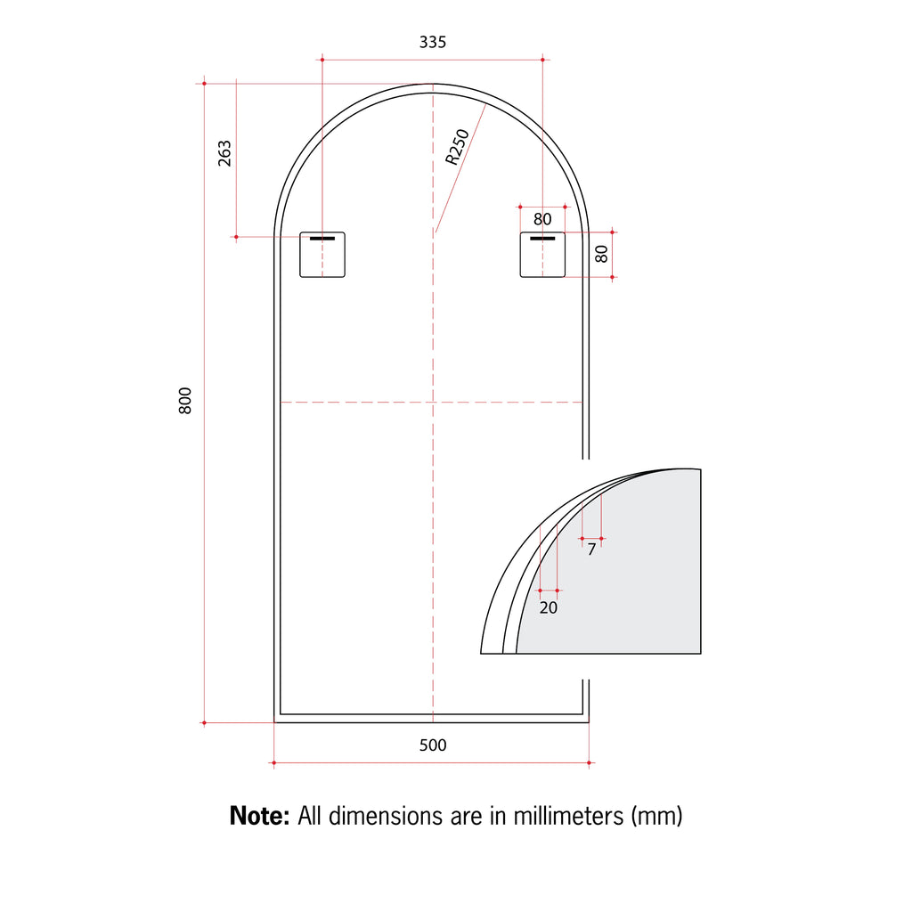 Thermogroup Ablaze Juno Arch Framed Mirror - White