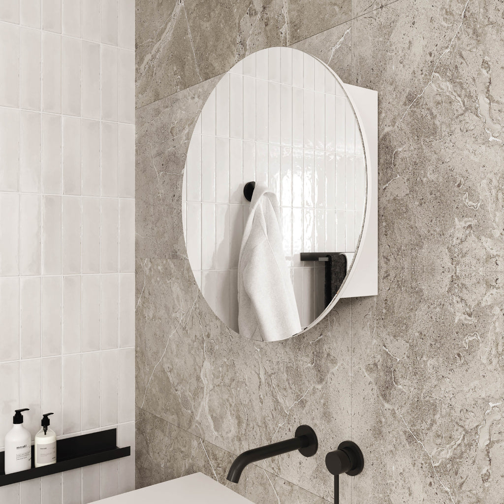 Thermogroup Chelsea Round Mirror Cabinet - White