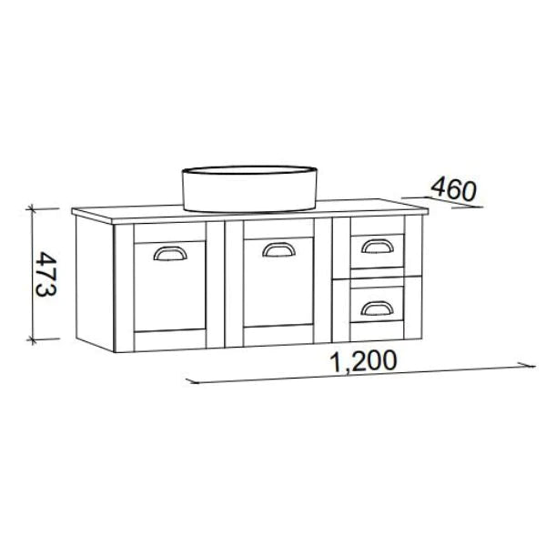 Timberline Victoria Wall Hung Vanity with Silksurface Top & Above Counter Basin