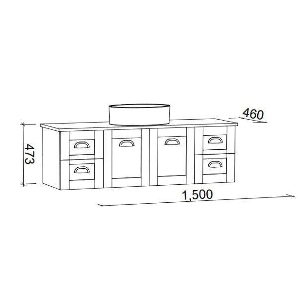 Timberline Victoria Wall Hung Vanity with Silksurface Top & Above Counter Basin