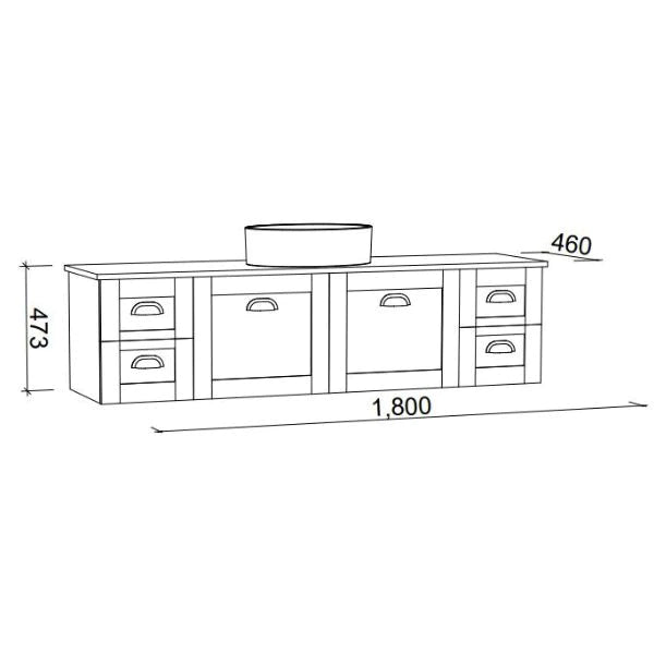 Timberline Victoria Wall Hung Vanity with Silksurface Top & Above Counter Basin