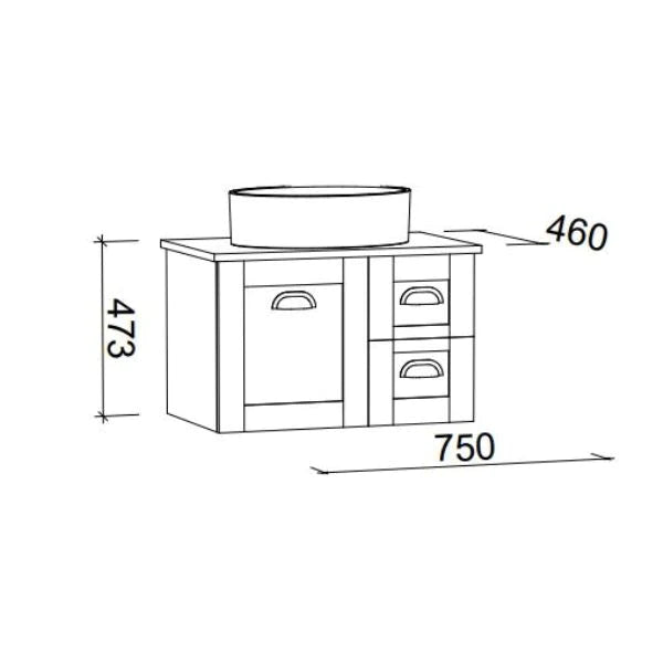 Timberline Victoria Wall Hung Vanity with Silksurface Top & Above Counter Basin