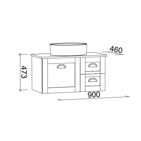 Timberline Victoria Wall Hung Vanity with Silksurface Top & Above Counter Basin