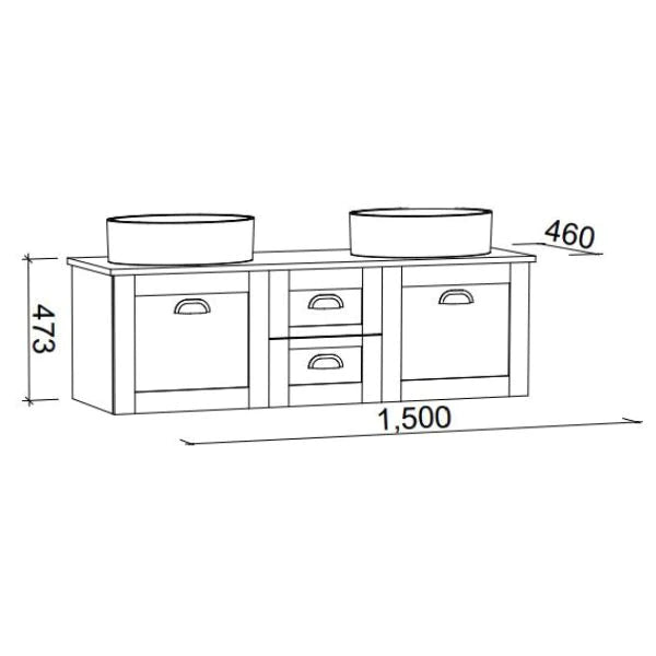 Timberline Victoria Wall Hung Vanity with Silksurface Top & Above Counter Basin
