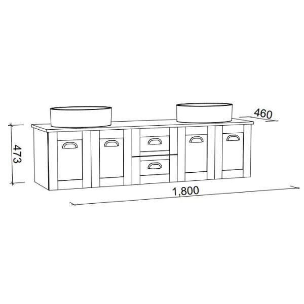 Timberline Victoria Wall Hung Vanity with Silksurface Top & Above Counter Basin