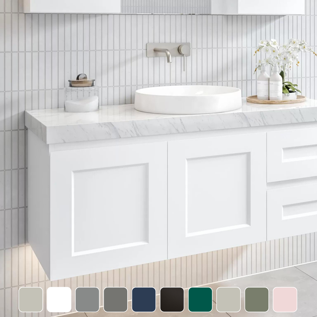 Timberline Victoria Wall Hung Vanity with Silksurface Freedom Top & Basin