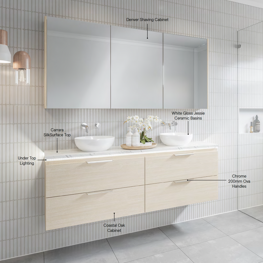 Timberline Billie Wall Hung Vanity with Silksurface Top & Basin