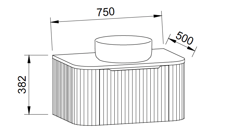 Timberline Santos Dockland Wall Hung Vanity with Above Counter Basin