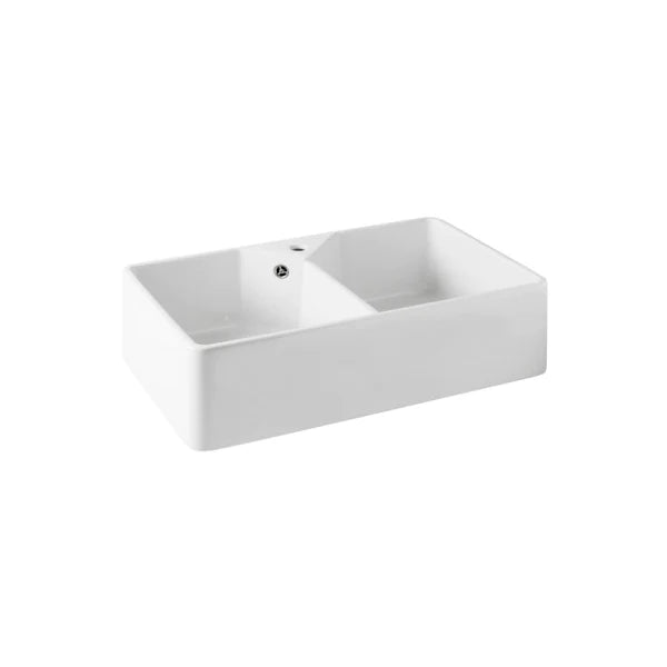 Turner Hastings Chester 80x50 1TH Double Bowl Fireclay Sink incl. Overflow Kit