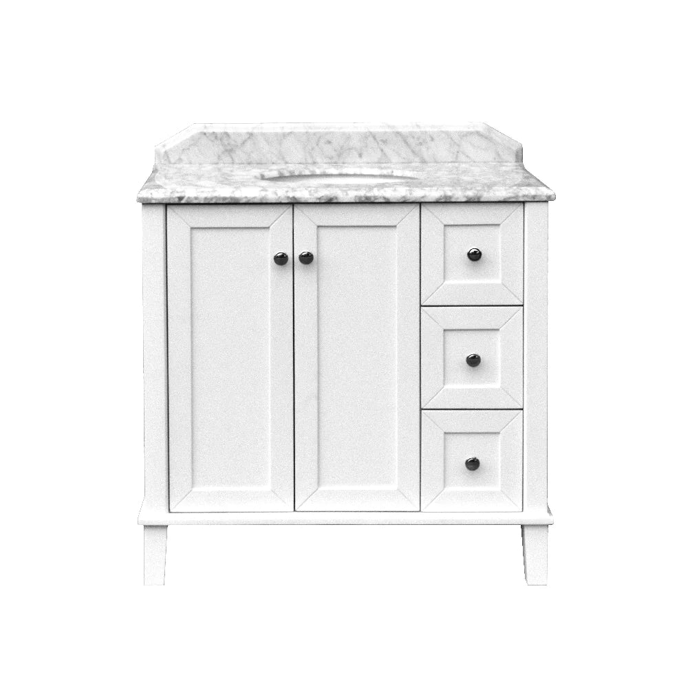 Turner Hastings Coventry 90x55 White Vanity with Marble Top - 1 Taphole