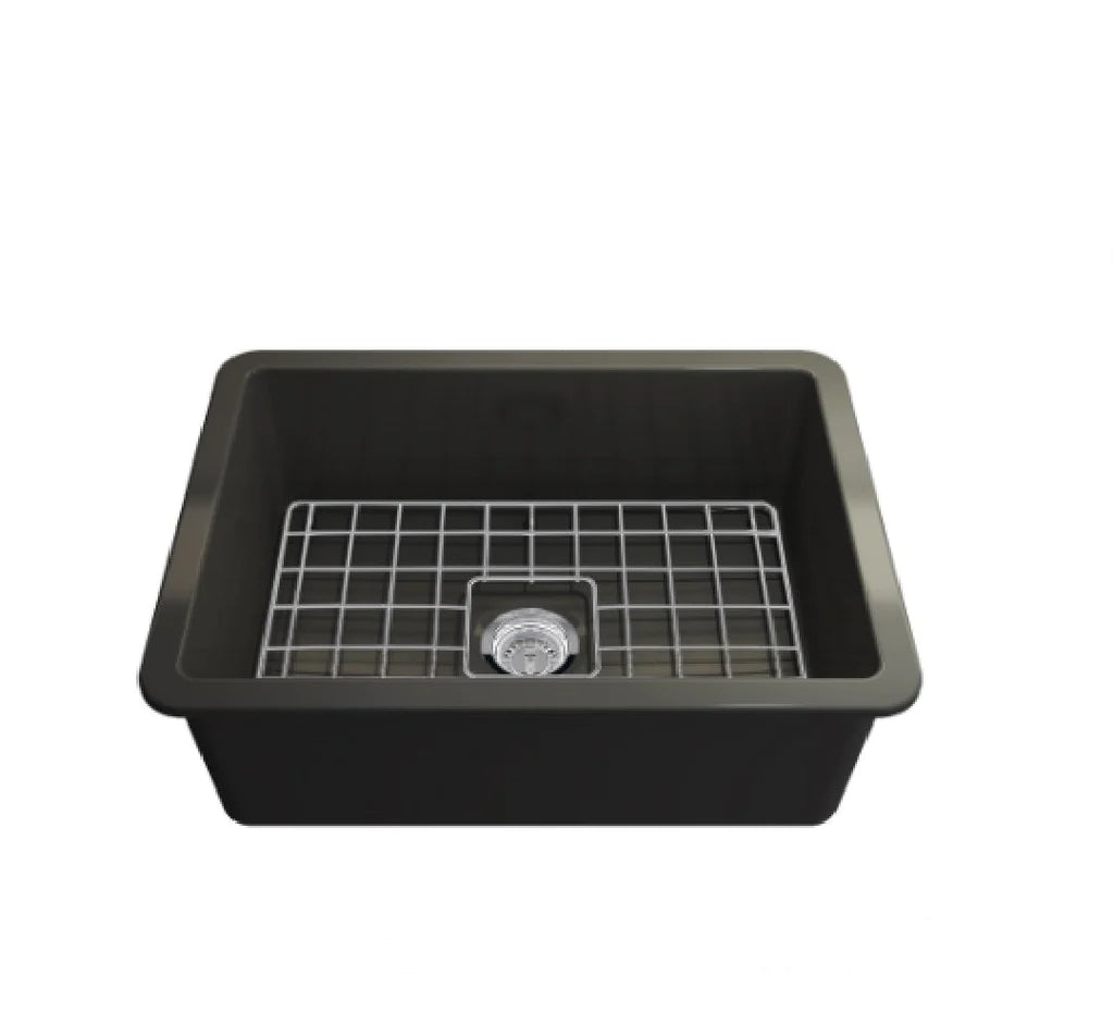 Turner Hastings Cuisine 68x48 Inset / Undermount Fireclay Sink Matte Black with Overflow
