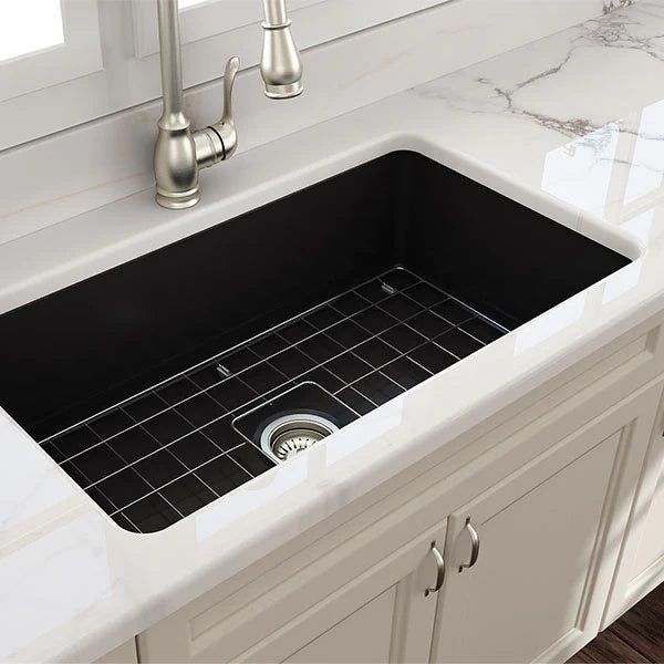 Turner Hastings Cuisine 81x48 Inset / Undermount Fireclay Sink - Matte Black