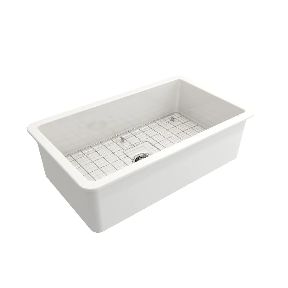 Turner Hastings Cuisine 81x48 Inset / Undermount Fireclay Sink - Gloss White