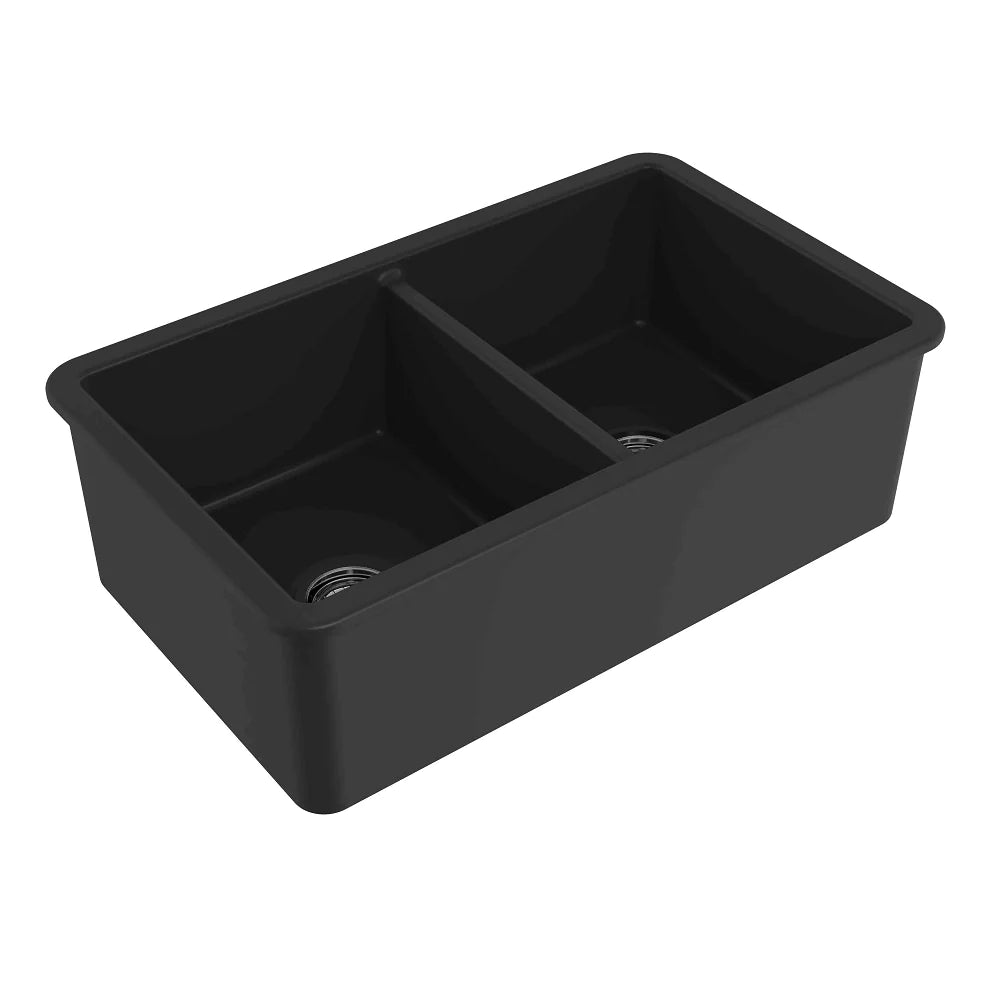 Turner Hastings Cuisine 81x49 Double Inset / Undermount Fireclay Sink - Matte Black