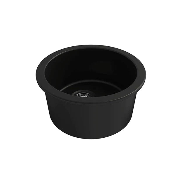 Turner Hastings Cuisine Round 47 Inset / Undermount Fireclay Sink - Matte Black