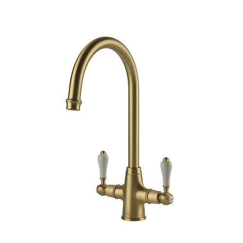 Turner Hastings Ludlow Double Mixer Tap – Brushed Brass