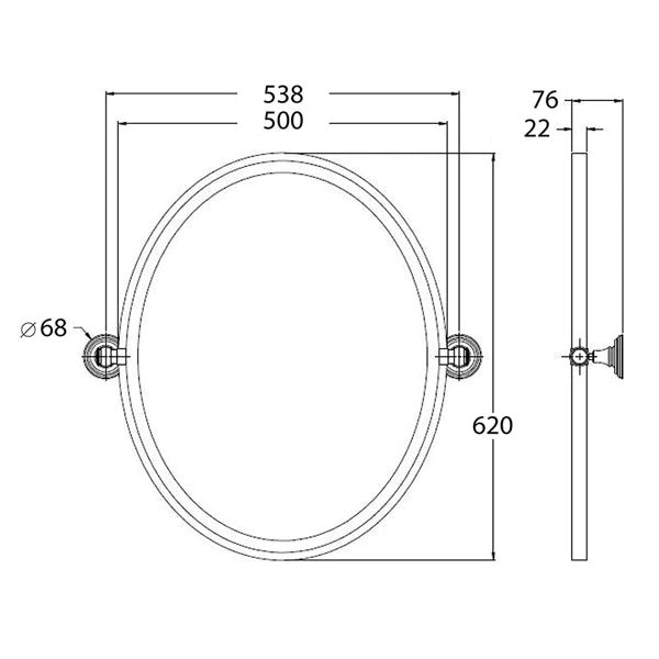 Turner Hastings Mayer Oval Mirror - Matte Black