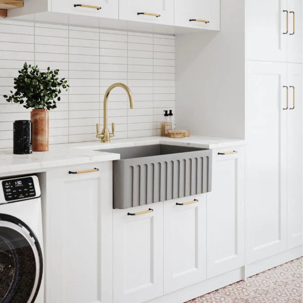 Turner Hastings Novi 75 x 46 Fireclay Concrete Look Butler Sink - Concrete