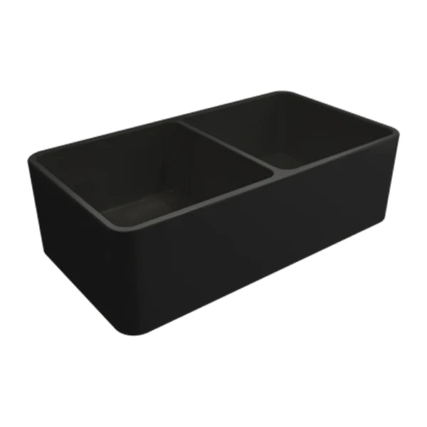 Turner Hastings Novi 85x46 Double Bowl Fireclay Butler Sink - Matte Black