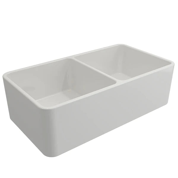 Turner Hastings Novi 85x46 Double Bowl Fireclay Butler Sink - Matte White