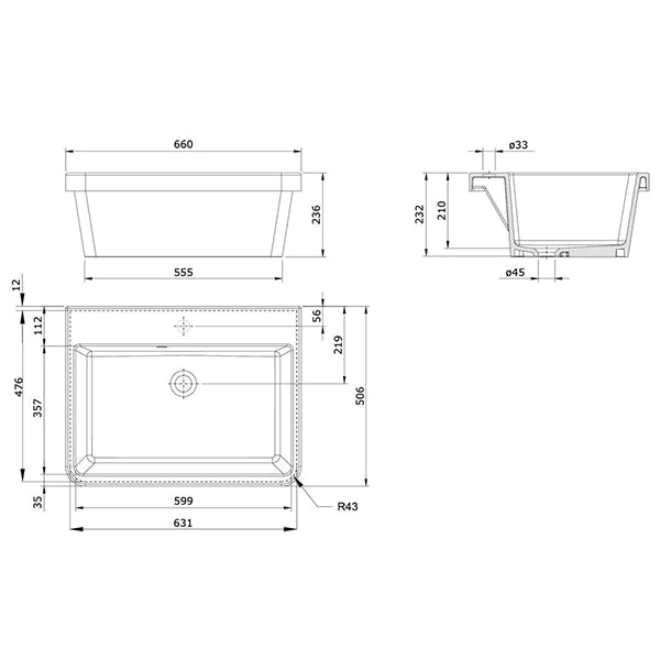 Turner Hastings Ravine 66x51 Fireclay Sink