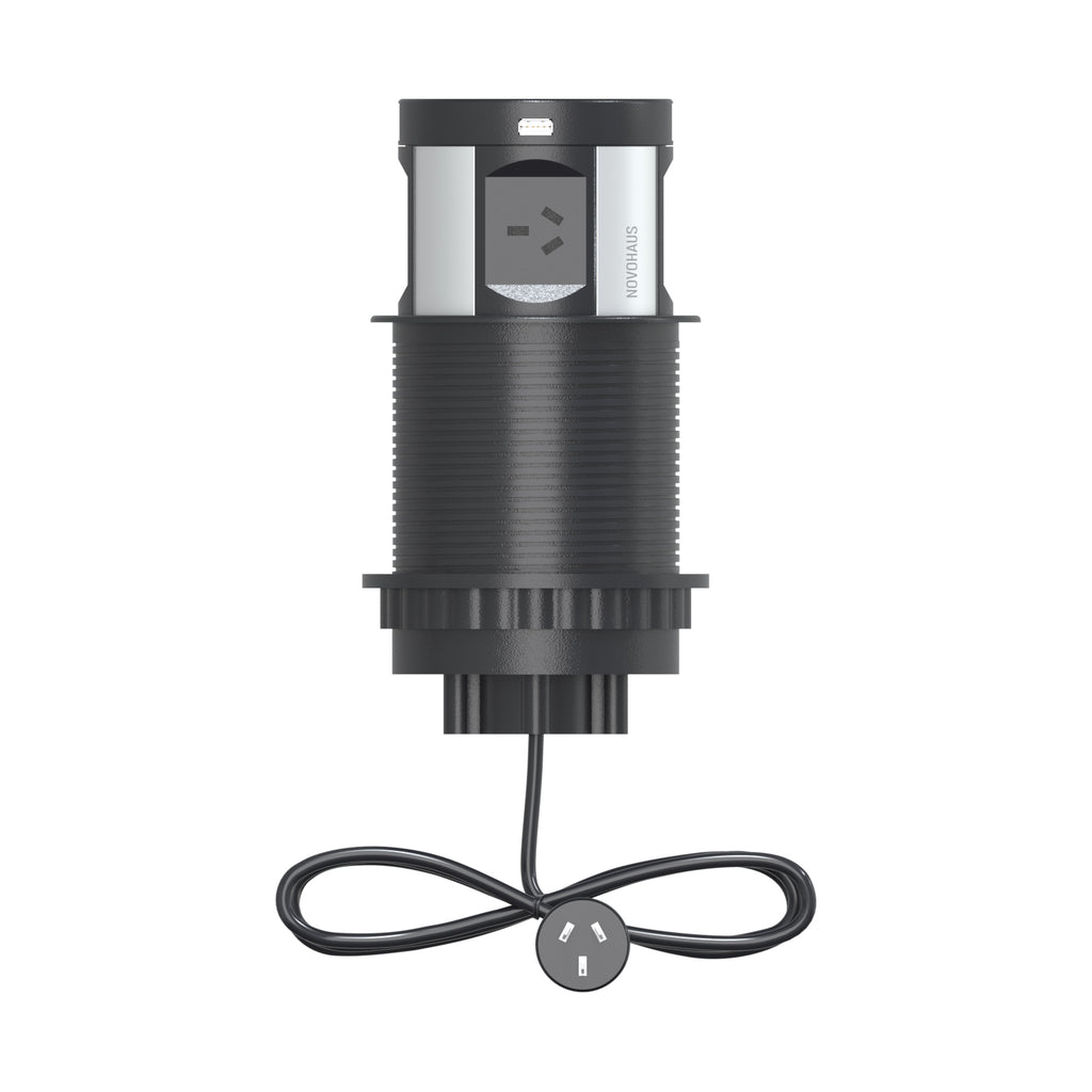 Quad Sided Pop Up Power Outlet With USB - Black