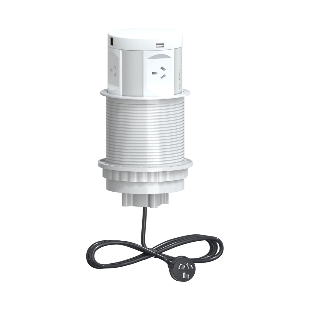 Quad Sided Pop Up Power Outlet With USB - White