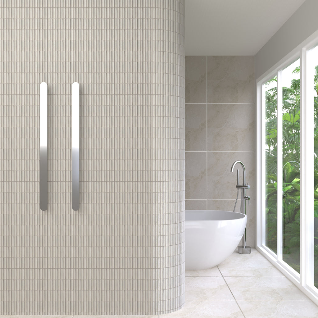 Thermogroup 12V Flat Pill Single Bar Vertical Heated Towel Rail - Polished Stainless
