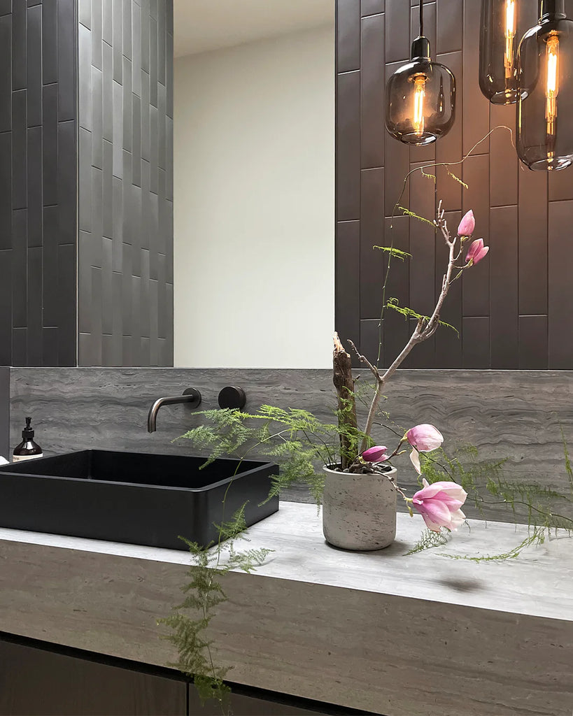 Nood Co Vesl Rectangle Basin Wall Hung - Charcoal