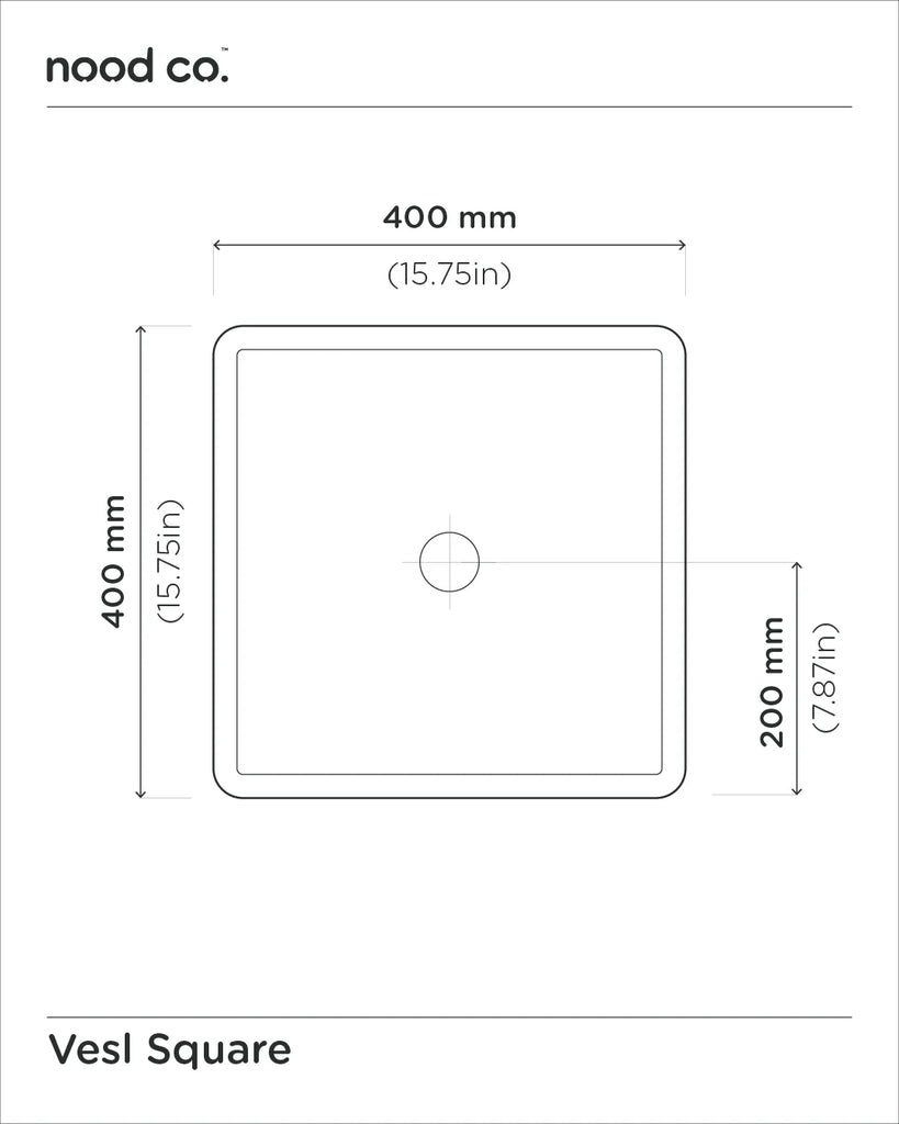 Nood Co Vesl Square Basin Wall Hung - Mid Tone Grey